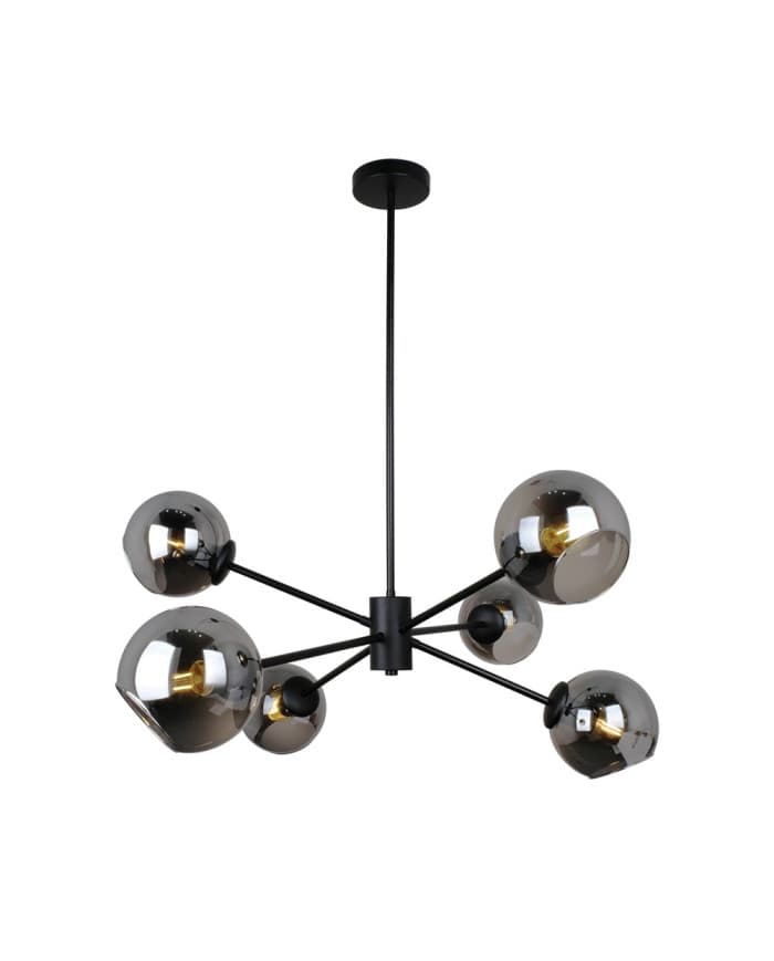 Visilica AF8081-6 Black+Smoky Grey D950*H950mm-6*E-27