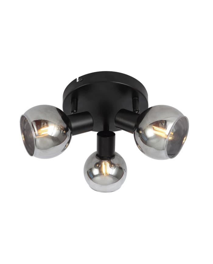 Zidni/stropni reflektor SL SMOKE3-R black metal base/smoke shade 3*E14
