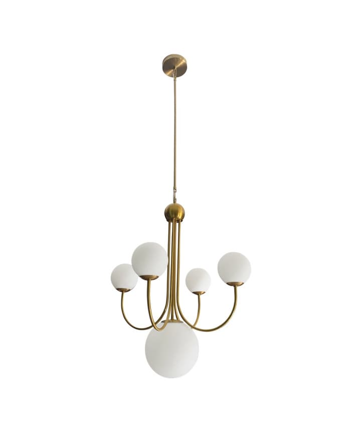 Pendant ALM-3061-5 BRASS+OPAL GLASS D600*H700mm