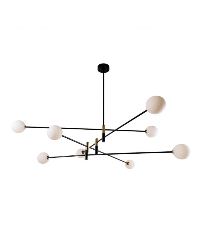 Visilica AF8082-8 Black/Brass+Milk White D1400*H1000mm-8*E-G9
