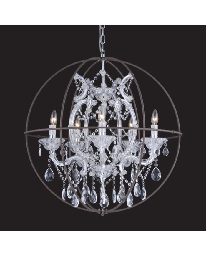 Kristalni luster 4307/fi760xH800 5L chrome frame/clear glass+round frame