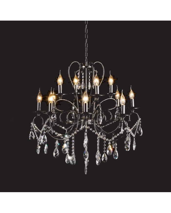 Kristalni luster 80922/fi740xH690 8+4L black chrome frame