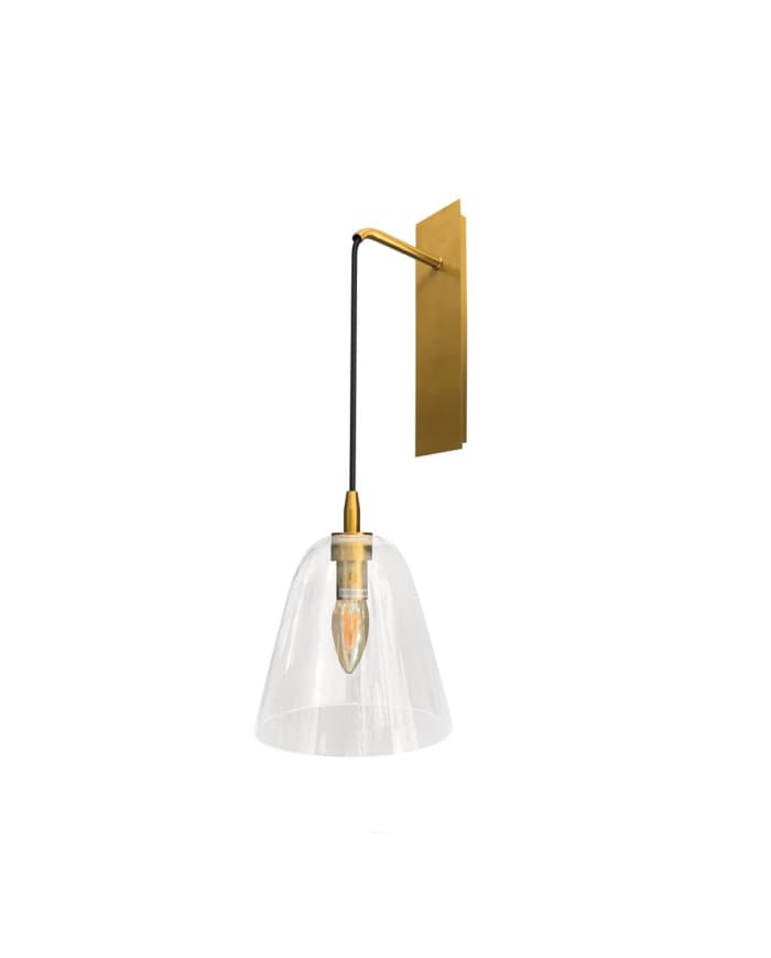 Stenska svetilka LOFT401W BRASS+CLEAR GLASS D180*H460mm