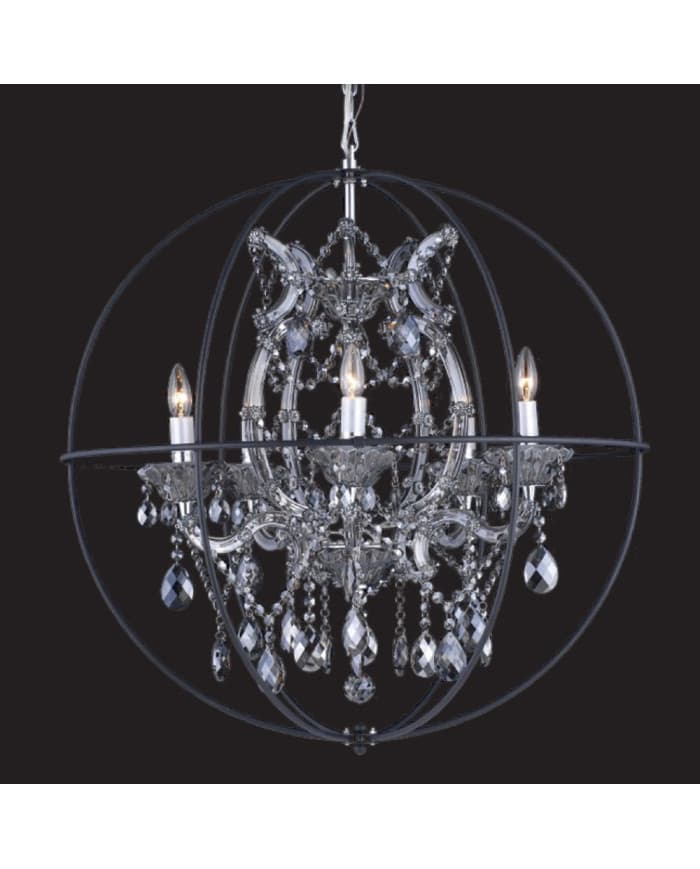Kristalni luster 4307/fi760xH800 5L chrome frame/smoky glass+round frame