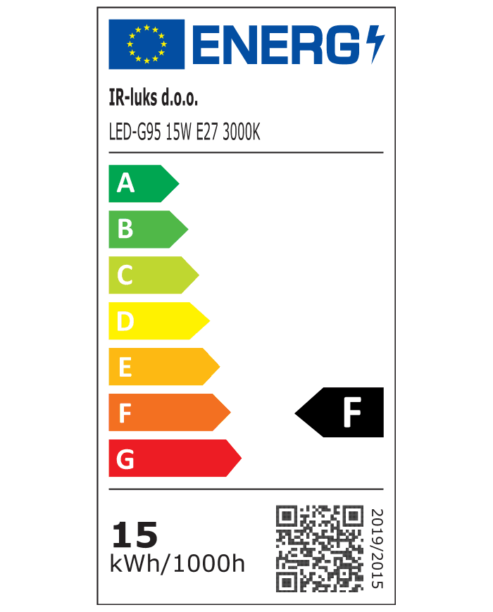 Žarulja LED-G95 AC220-240V 15W E27-1300lm 3000K