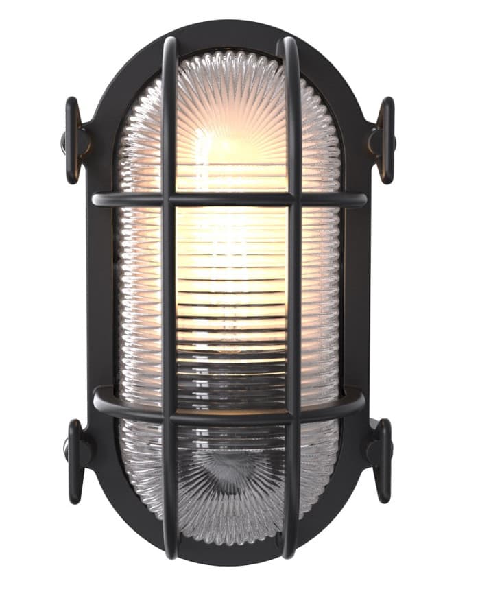 Zidna svjetiljka UH1041-6185 TORTO - OVAL BULKHEAD E27 IP44 MATT BLACK 122x200x90