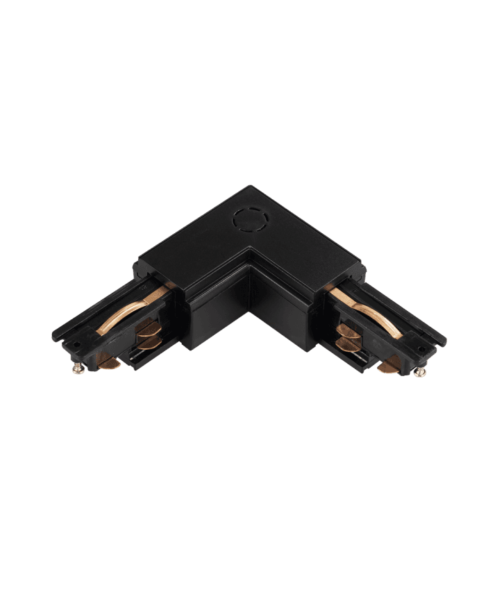 Corner connector for 6-wire track — black