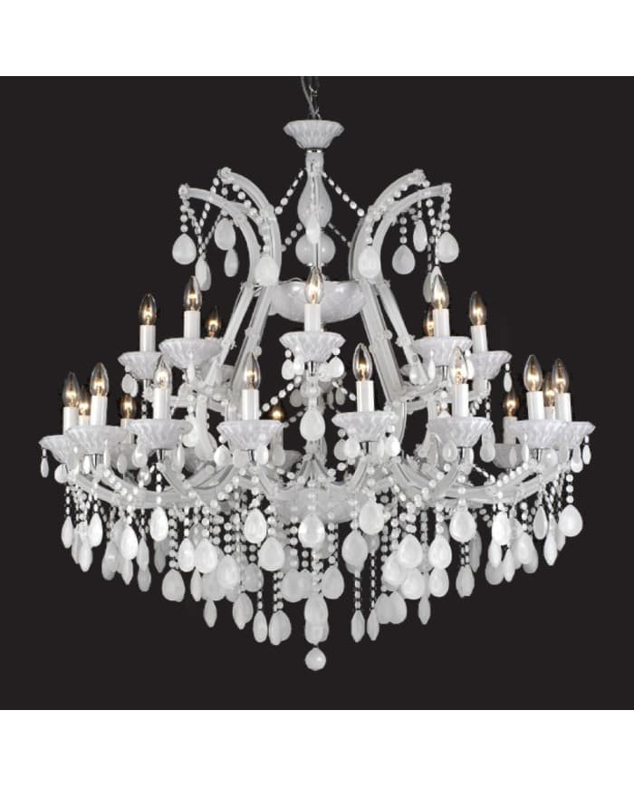 Kristalni lestenec 2615/fi1100xH1100 24L kromiran okvir/belo steklo