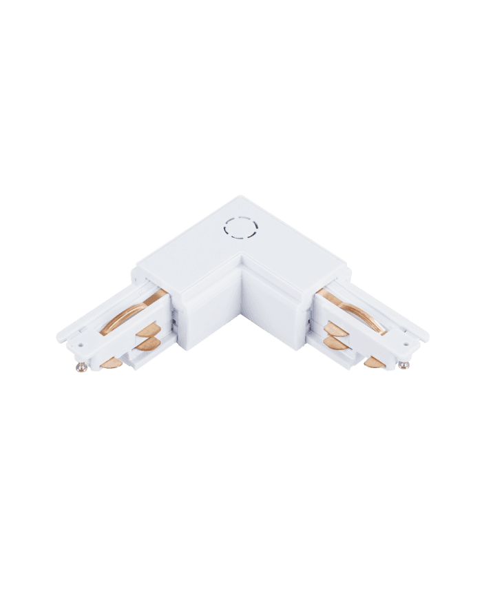 Corner connector for 6-wire track — white
