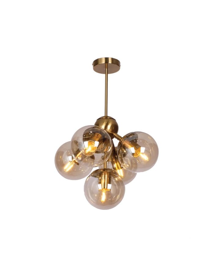 Visilica LOFT338-5 BRASS+COGNAC GLASS D420*280mm