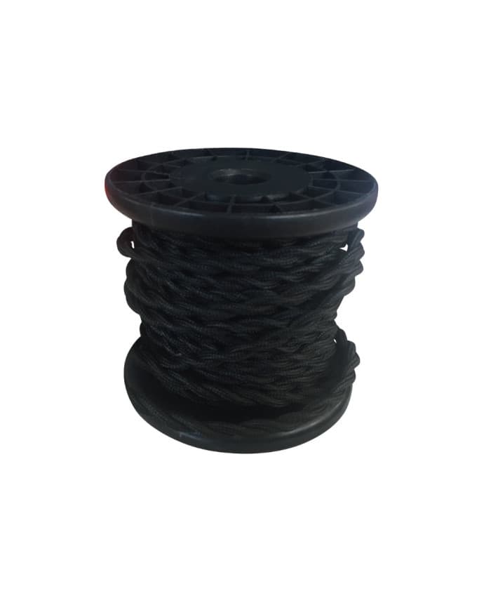 Vodič dekorativni Fabric 2*0,75mm2 10m T- Black (twisted)