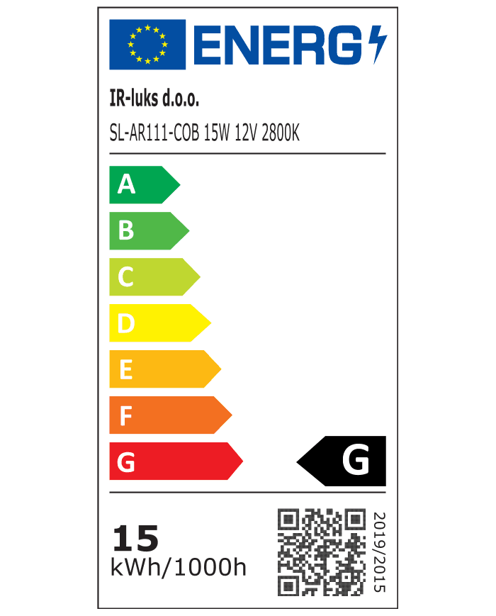 LED žarulja SL-AR111-COB 15W 12V 24* G53 BL body 1050lm 2800K